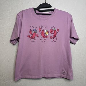 Life Is Good Women's Lobstar Party Short Sleeve Crusher Boxy Tee XS